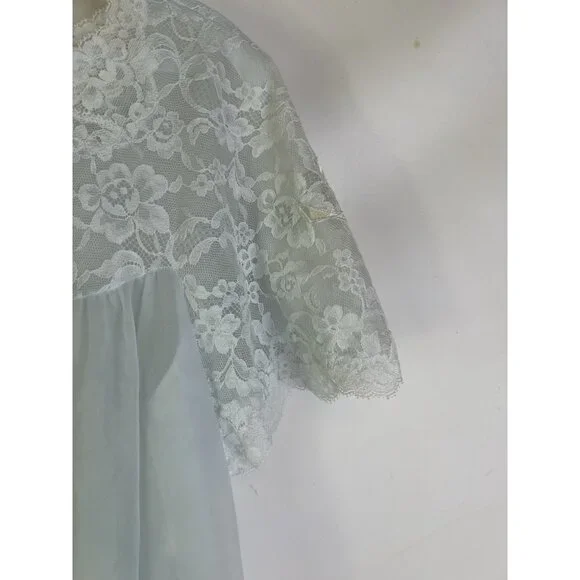 Vintage 60s Sheer Nylon Lace Full Sweep Negligee Pignoir USA - Picture 3 of 10